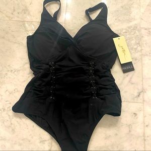 Gottex Profile One Piece Black Bathing Suit NEW WITH TAGS